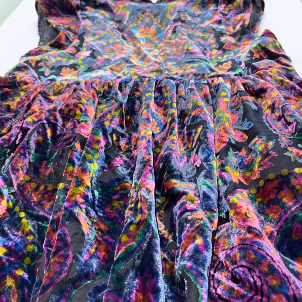Free People Purple Paisley Velvet Mini Dress - Picture 6 of 15